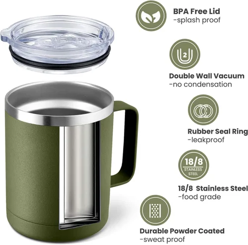 Miniatura 2 de MEWAY - Taza de café con asa, vaso térmico