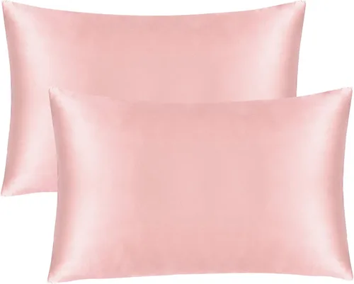 Miniatura 29 de FLXXIE Paquete de 2 fundas de almohada estándar de satén con cremallera para cabello y piel, sedosas y súper suaves (20 x 26 pulgadas), fundas