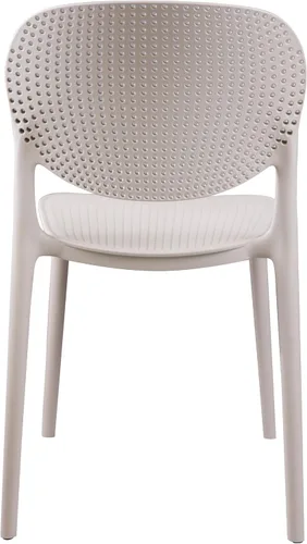 Miniatura 7 de CozyBlock - Silla de comedor apilable perforada de malla para interior y exterior, juego de 2 (Biege)
