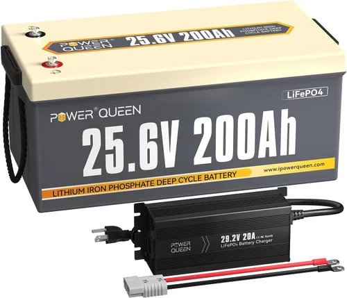 Miniatura 11 de Power Queen Batería LiFePO4 de 12.8 V 50 Ah con cargador de batería LiFePO4 de 14.6 V 10 A, BMS integrado de 50 A, batería de ciclo profundo