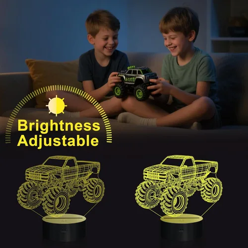 Miniatura 3 de Luces nocturnas 3D para niños, lámpara nocturna para niños, camiones monstruo para niños, 16 colores LED que cambian de iluminación, iluminación