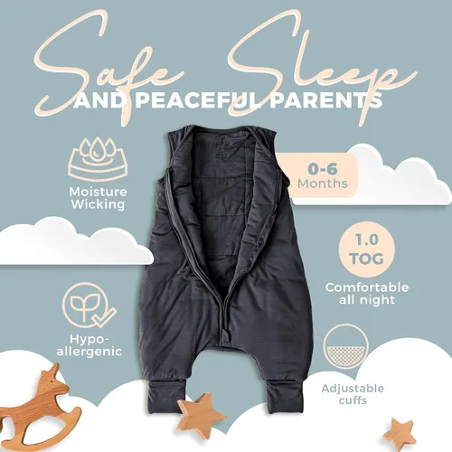 Miniatura 2 de Sleeveless Soft Baby & Toddler Sleeping Sack, Breathable with Adjustable Feet Cuffs & Anti-Slip Grip Gris