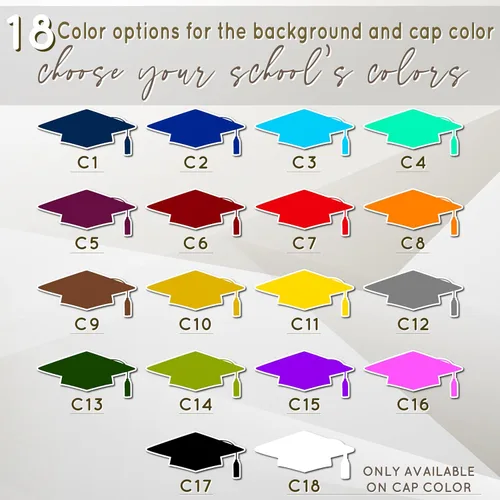 Miniatura 2 de Cartel de graduación 2026 personalizado – Tus propios colores escolares, mensaje – 17 opciones de color 3 tamaños, vinilo de 13 onzas – Bandera