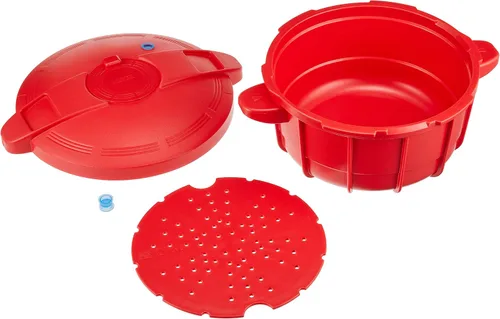 Miniatura 4 de Meyer MPC-2.3IR Olla a presión para microondas, 0.6 galones (2.3 L), polipropileno, fácil de cocinar, ahorro de tiempo, color rojo italiano "Olla a