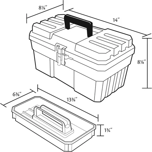 Miniatura 3 de Akro-Mils 09514 ProBox Caja de herramientas de plástico de 14 pulgadas para herramientas, caja de herramientas de almacenamiento para manualidades
