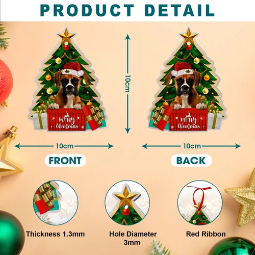Miniatura 2 de Adornos de perro boxer para árbol de Navidad, adorno de aluminio boxer, decoración de Navidad 2023 para amantes de los boxeadores, mamá de perro