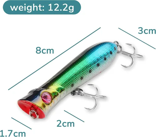 Miniatura 6 de Topwater - Señuelos para lápices de agua, señuelos duros flotantes para lubina, trucha, lucioperca, señuelos flotantes para lápices