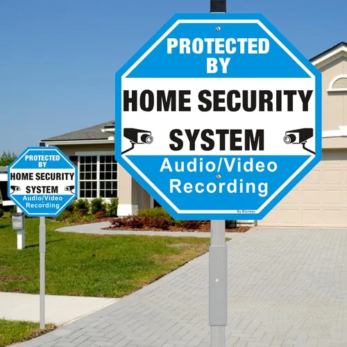 Miniatura 7 de Paquete de 2 letreros de seguridad protegidos por el sistema de seguridad para el hogar con estacas de aleación de 36 pulgadas, 12 x 12 pulgadas