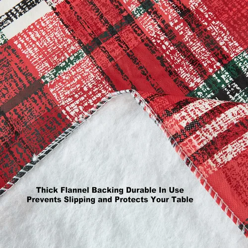 Miniatura 8 de Newbridge Burke - Mantel de vinilo con estampado navideño de cuadros rojos y verdes, clásico de Navidad, fácil cuidado, cuadrado de 52 x 52