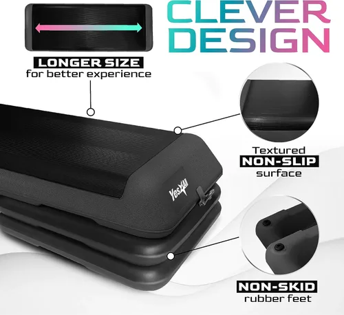 Miniatura 3 de Yes4All Plataforma ajustable de ejercicios aeróbicos para entrenamiento de tamaño para club de salud con 4 elevadores ajustables incluidos y G.