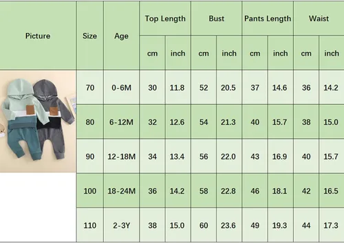 Miniatura 26 de Conjunto de ropa de otoño e invierno para bebé y niño, sudadera larga con capucha y pantalones para niños pequeños, 6, 12, 18, 24 meses, 2T