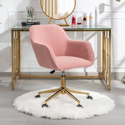 Silla de oficina en casa, silla de escritorio peluda, silla de tocador tapizada y esponjosa, silla de trabajo moderna, silla giratoria ajustable