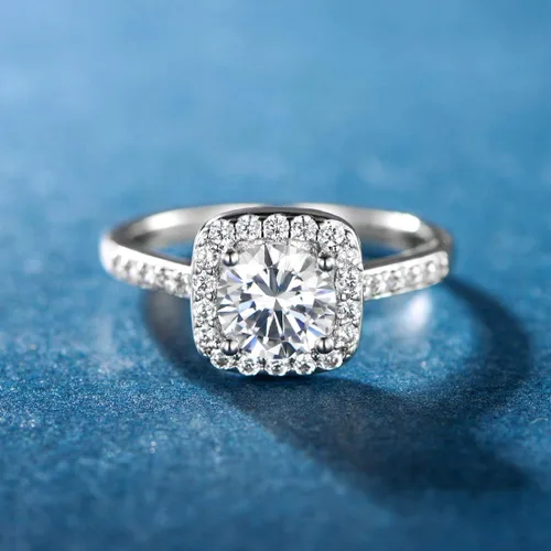 Miniatura 3 de MDFUN - anillo de compromiso para mujer con circonia cúbica chapado en oro blanco de 18 quilates