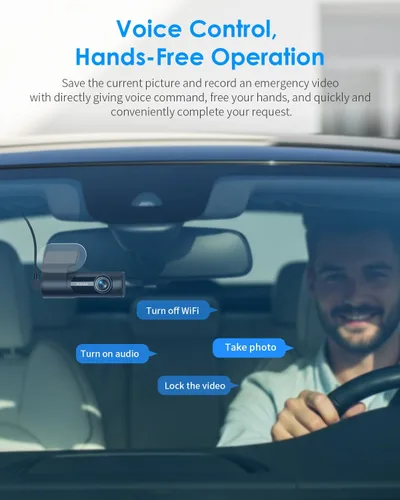 Miniatura 3 de KAWA Dash Cam 2K, cámara WiFi para tablero de automóviles 1440P con control de voz manos libres, visión nocturna, mini cámara frontal oculta