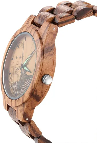 Miniatura 7 de Relojes de madera para hombres y mujeres personalizados relojes de fotos con pulsera ajustable para cumpleaños aniversario regalos personalizados