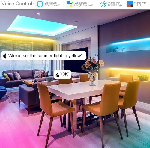 Miniatura 4 de Iluminación debajo del gabinete, barra de luz RGB, luces LED regulables debajo de la encimera, control remoto, aplicación, control de voz compatible