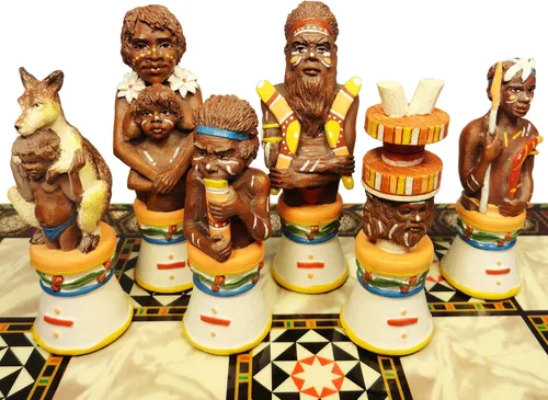 Miniatura 2 de Aborígenes australianos tribales hombres de ajedrez conjunto aborigen NO Junta - NO Board