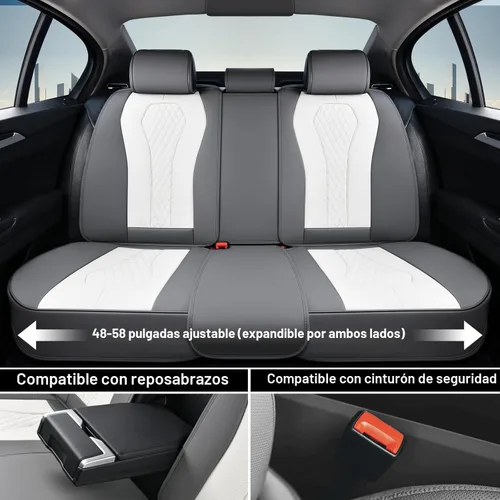 Miniatura 4 de Coverado Fundas de asiento, juego completo de fundas de asiento de automóvil, funda blanca para asiento de automóvil, cojín de asiento de automóvil