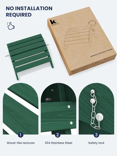 Miniatura 7 de KINGYES Otomana Adirondack plegable para silla Adirondack, color verde