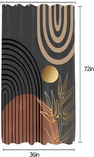 Miniatura 5 de KOMLLEX Cortina de ducha abstracta bohemia para decoración de baño, 36 pulgadas de ancho x 72 pulgadas de alto, hojas elegantes, tropicales