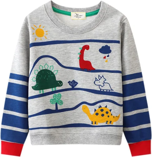 Popshion - Sudaderas de dinosaurios para niños, pulóveres deportivos de caricaturas de manga larga, tallas 1-7T