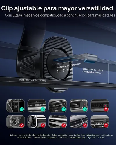 Miniatura 5 de ESR OmniLock Qi2.2 - Cargador MagSafe de 25 W para montaje en coche con CryoBoost, cargador MagSafe para automóvil con refrigeración para teléfono