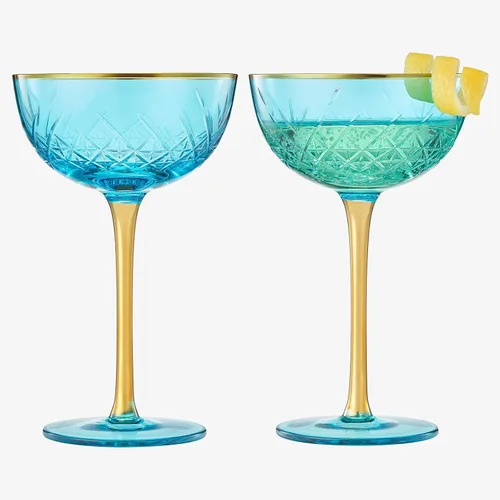 Copas Art Deco Vintage para Champán, Martini, Cócteles | Juego de 2 | Cristalería Clásica para Cócteles de 7 oz - Manhattan, Cosmopolitan, Sidecar,