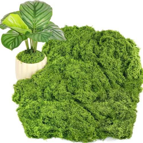 Draupnir Musgo verde falso para plantas en maceta, musgo falso de 10.6 onzas para plantas de interior, musgo sintético para manualidades, decoración