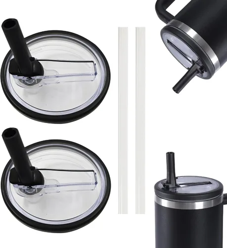 Miniatura 16 de Paquete de 2 tapas para vaso de 40 onzas compatibles con Stanley Quencher, cubiertas de vaso de acero inoxidable a prueba de derrames y resistentes