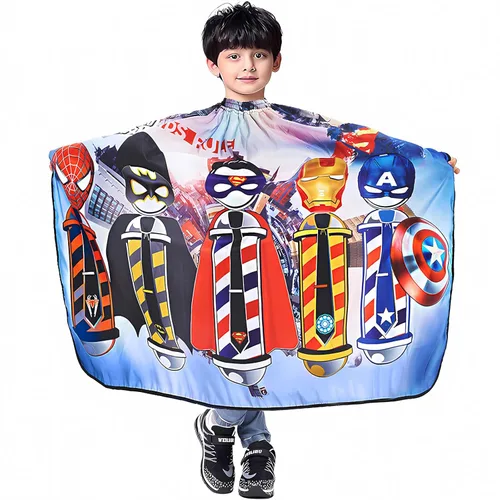 DOKKIA KIDS Capa de peluquero para niños corte de pelo, niños, niños pequeños, niños y niñas, peluquería, estilo de salón, paño de tela, delantal,