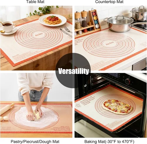 Miniatura 7 de Tapete de silicona extra grande de 34 x 26 pulgadas, alfombrillas antiadherentes para hornear con medidas, ideal para enrollar masa, pasteles