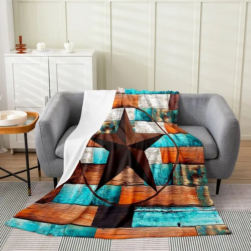 Miniatura 16 de Erosebridal Western Cowgirl Blanket 40x50 Western Cowboy Fleece Flannel Blanket for Bed Sofa Crib Horseshoe Boots Southwestern Fuzzy Plush Throw