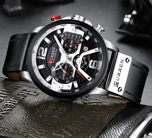 Miniatura 4 de CURREN Watches Men Quartz Leather Chronograph Watch and Fashion Bracelet Set Analog Watches for Men Luxury Wristwatch Gifts for Dad Boyfriend