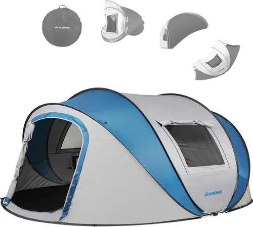 Miniatura 14 de EchoSmile Tienda de campaña desplegable para 2/4/6 personas, fácil instalación, cúpula resistente al agua, portátil con bolsa de transporte Blanco