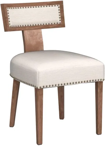 Miniatura 5 de HNY Juego de 4 sillas de comedor modernas de mediados de siglo, sillas de acento tapizadas en tela de lino estilo granja con respaldo curvado