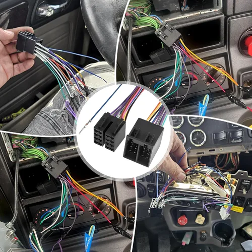 Miniatura 6 de RED WOLF Adaptador de arnés de cableado de radio ISO de 16 pines macho y hembra para Freightliner 2004-2021, Volvo 2004-2016, conector estéreo
