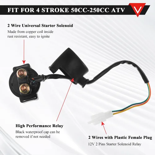 Miniatura 2 de PRO BAT Relé solenoide de arranque para GY6 50cc 100cc 125cc 150cc 200cc 250cc ATV Dirt Bike Scooter Quad 139QMB 152QMI 157QMJ Motor TaoTao Sunl 2