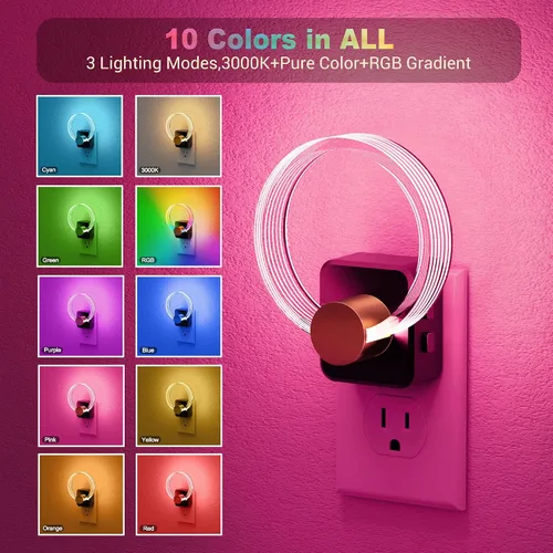 Miniatura 3 de JandCase Luz Nocturna, Luces Nocturnas Cambiantes de Color Enchufables en la Pared, Luz Nocturna RGB con Sensor de Luz, Luz Nocturna Enchufable