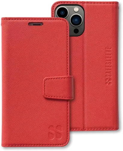 Miniatura 68 de SafeSleeve Funda de piel tipo cartera desmontable para iPhone 14 con bloqueador EMF para teléfono celular con 3 tarjeteros y soporte ajustable