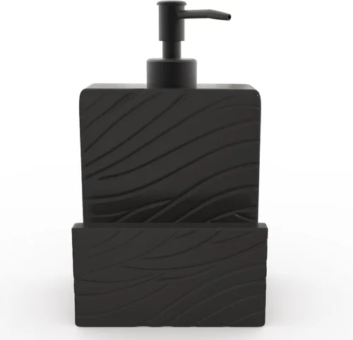 Miniatura 6 de Dispensador de jabón de cerámica con soporte de esponja para fregadero de cocina, contenedor de jabón líquido 2 en 1 con embudo para encimera, baño
