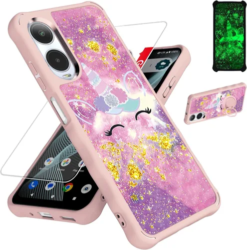 Miniatura 35 de jioeuinly JSF-DJS - Funda compatible con Nothing Phone 2a con protector de pantalla de vidrio templado, policarbonato duro + silicona suave, soporte