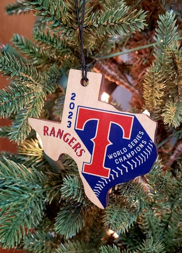 Miniatura 3 de Adorno de madera de Texas 2023 Serie Mundial de béisbol con forma de Texas