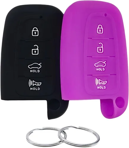 Miniatura 8 de REPROTECTING Funda de Llavero de Goma de Silicona Compatible con Hyundai Azera Elantra GT Equus Genesis Santa Fe Tucson Veloster Veracruz Kia Forte