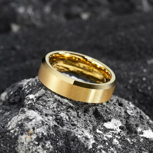 Miniatura 164 de King Will Anillo de boda de tungsteno para hombre, disponible en 15/64 a 25/64 de pulgada (6 a 10 mm), negro/plata, acabado mate, borde pulido