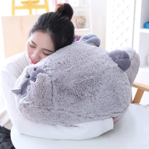 Miniatura 2 de Winsterch - Juguete de peluche grande para niños de gato, regalo, animal de peluche grande, gato de peluche gris para niños (gris, 20 pulgadas)