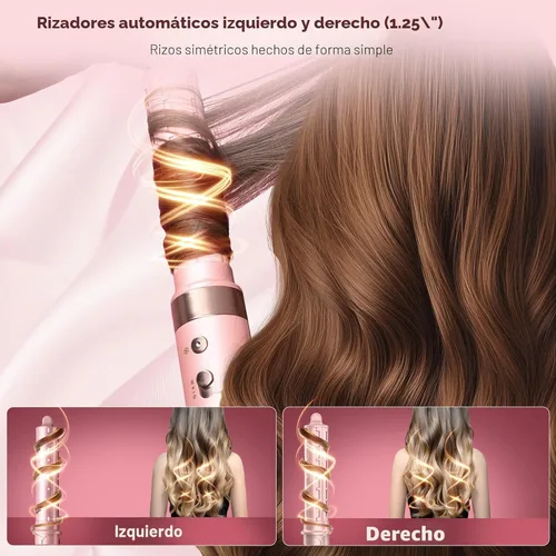 Miniatura 6 de Mythsight StyleVibe 8 en 1 Air Styler, secadora de pelo y cepillo secador con estuche de viaje - Rulos de envoltura automática (L/R), secado rápido