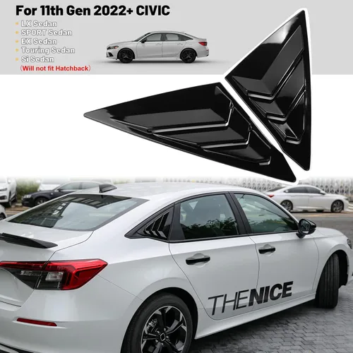 Miniatura 2 de Thenice Persianas triangulares para ventana lateral trasera Civic de 11ª generación, estilo carreras, para Honda Civic Sedan 2022, 2023, 2024, 2025