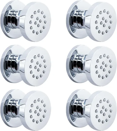 Miniatura 24 de HOMEDEC Cabezal de ducha redondo de latón de 2 pulgadas, para masaje, spa, soporte de pared, 4 piezas, negro mate