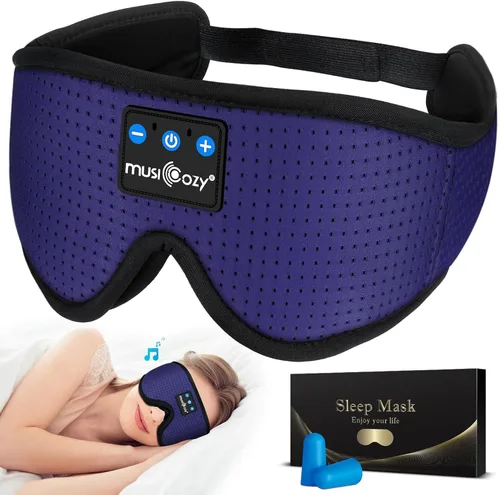Miniatura 11 de MUSICOZY - Auriculares para dormir 3D Bluetooth 5.4, máscara de ojos transpirable inalámbrica, auriculares para dormir con diadema para personas que