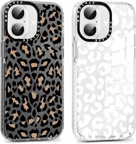 Miniatura 24 de Pack de 2 Fundas con Estampado de Guepardo para Apple iPhone 13 / iPhone 14 de 6.1 Pulgadas, Funda Transparente Linda Coquette con Patrones